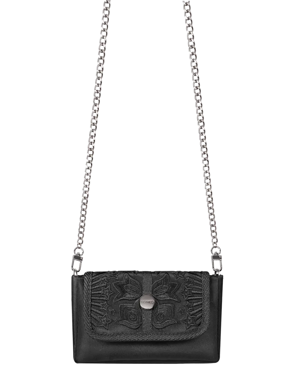 Black Leather Handbag with Chain Strap
