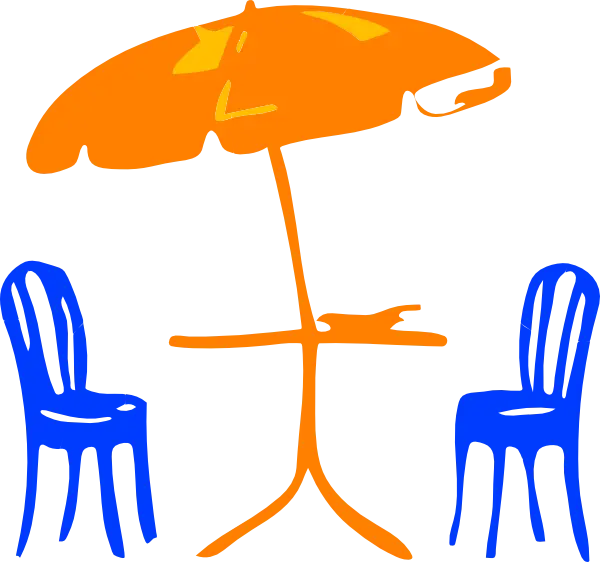 Colorful Outdoor Table Set with Umbrella