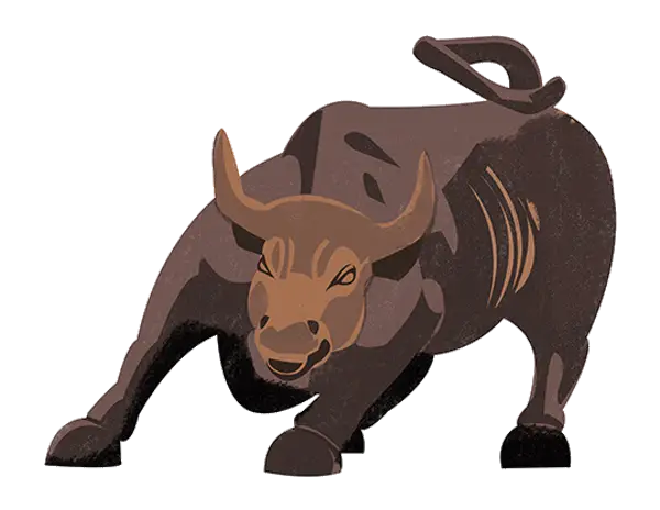 Charging Bull in Aggressive Stance