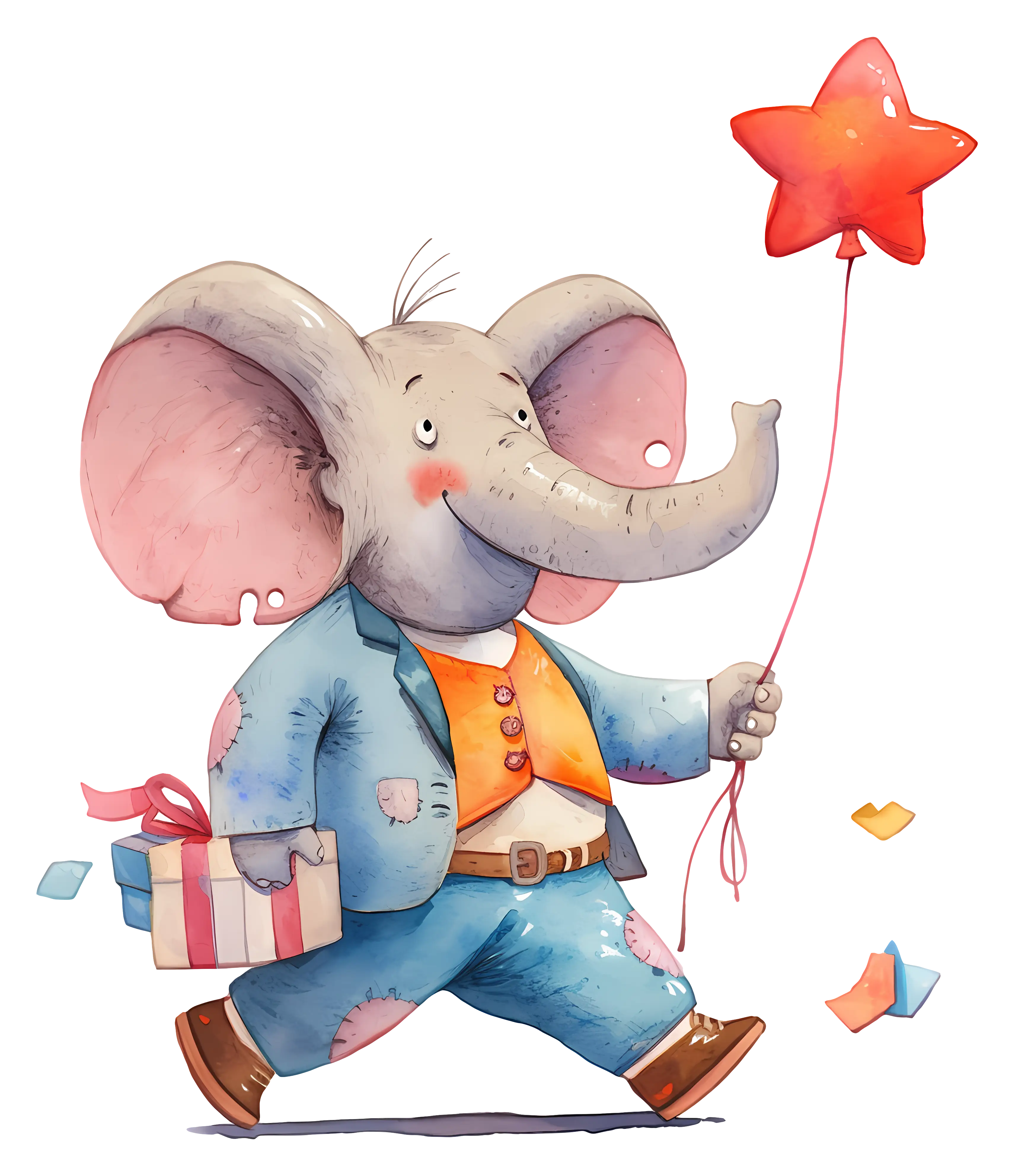 Elephant with Balloon and Gift