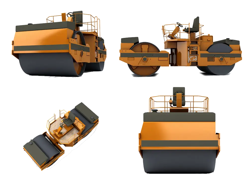 Orange Road Roller from Different Angles