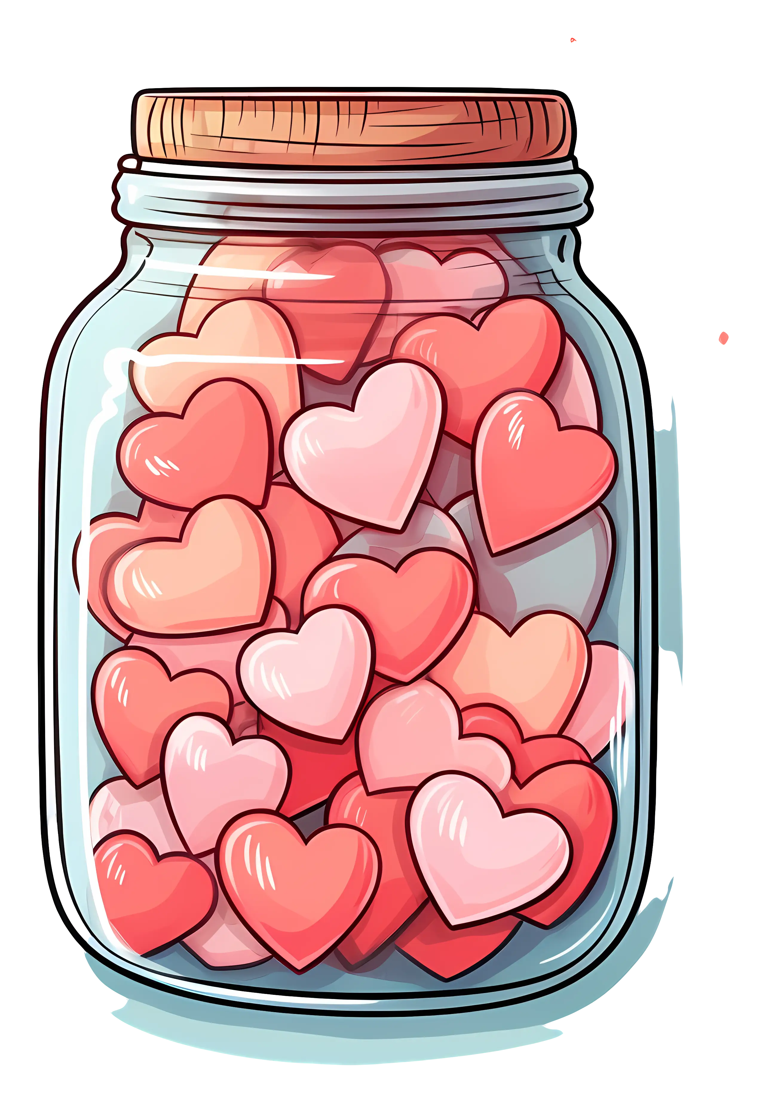 Jar of Hearts in Cute Cartoon Style