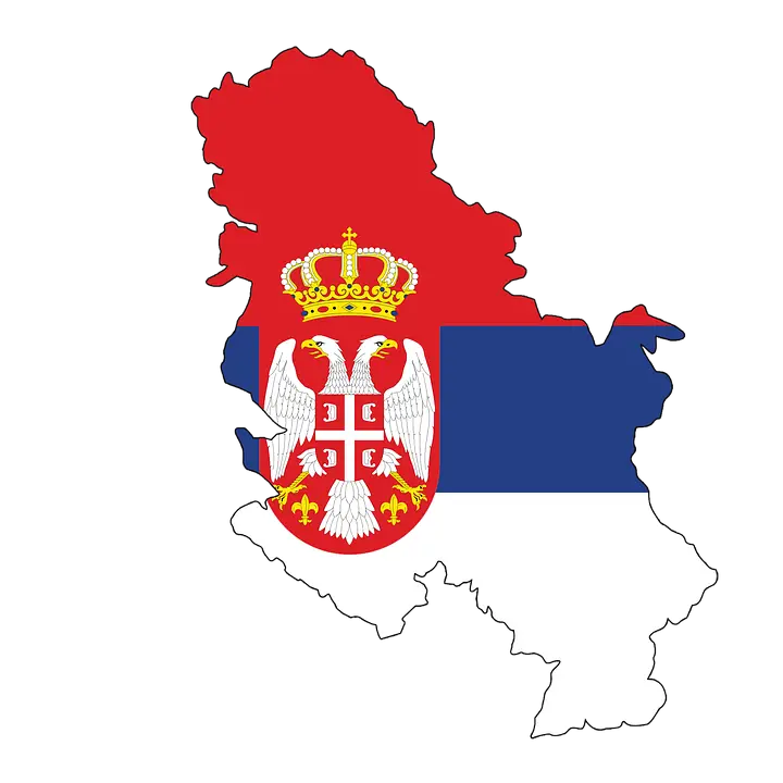 Map of Serbia with Flag Design Overlay