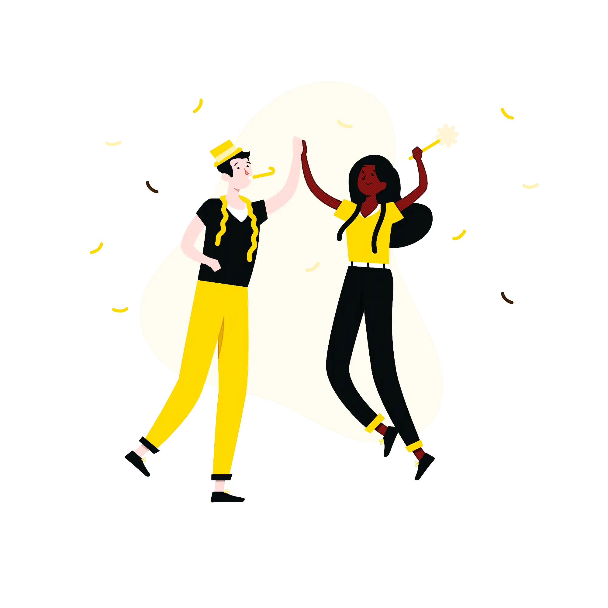 Illustration of a Dancing Couple at a Party