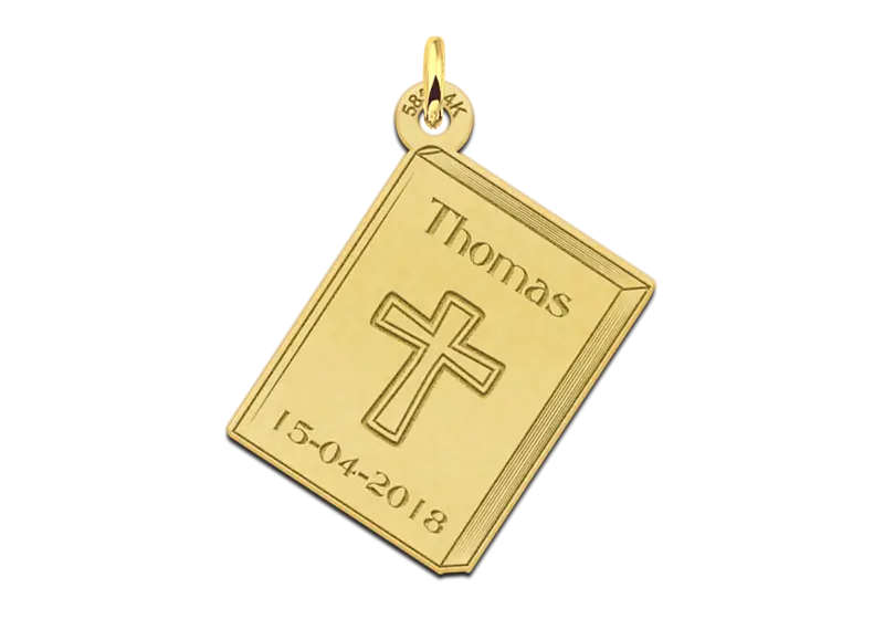Gold Pendant with Cross and Name