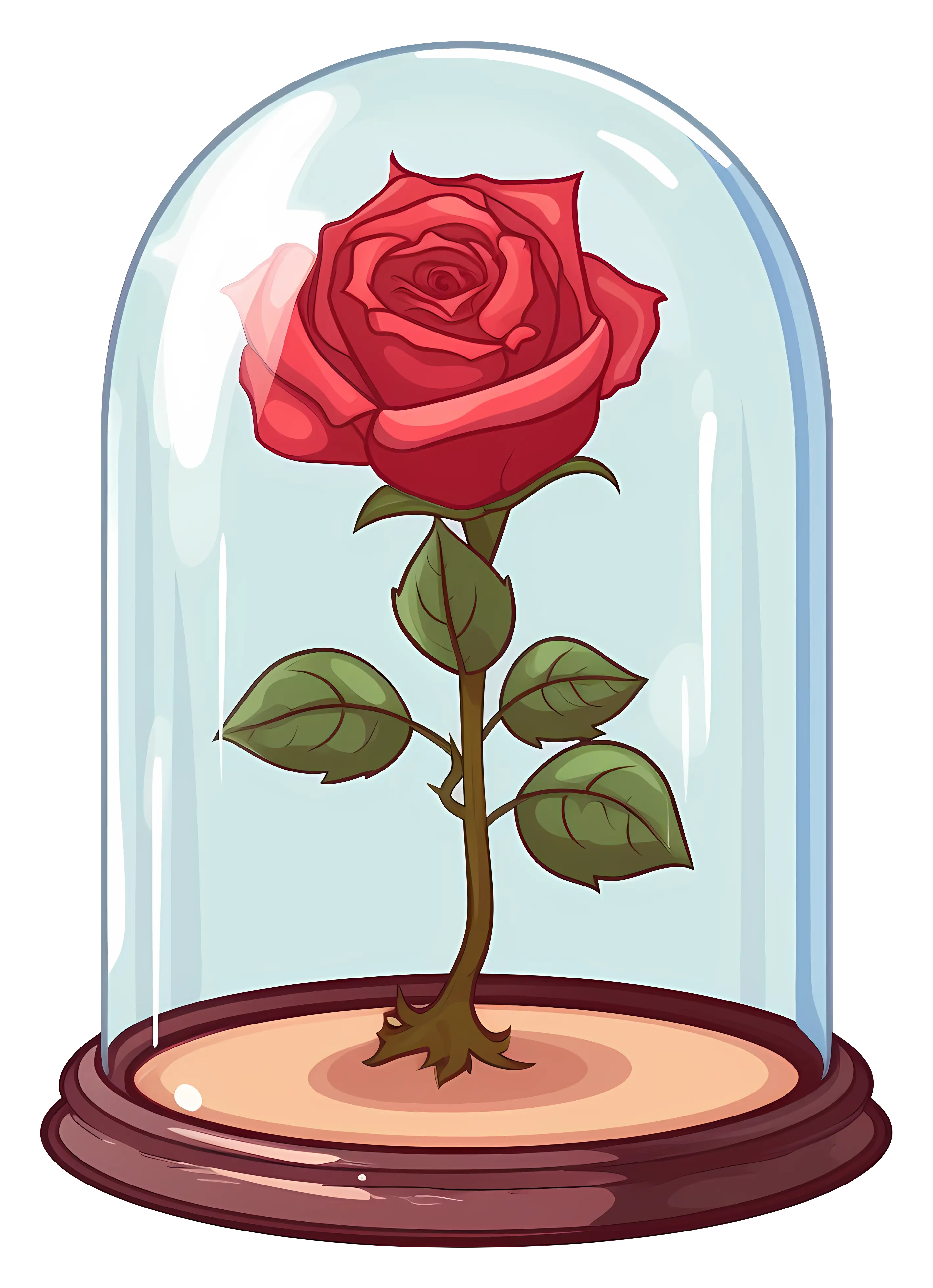 Red Rose in Glass Dome Display