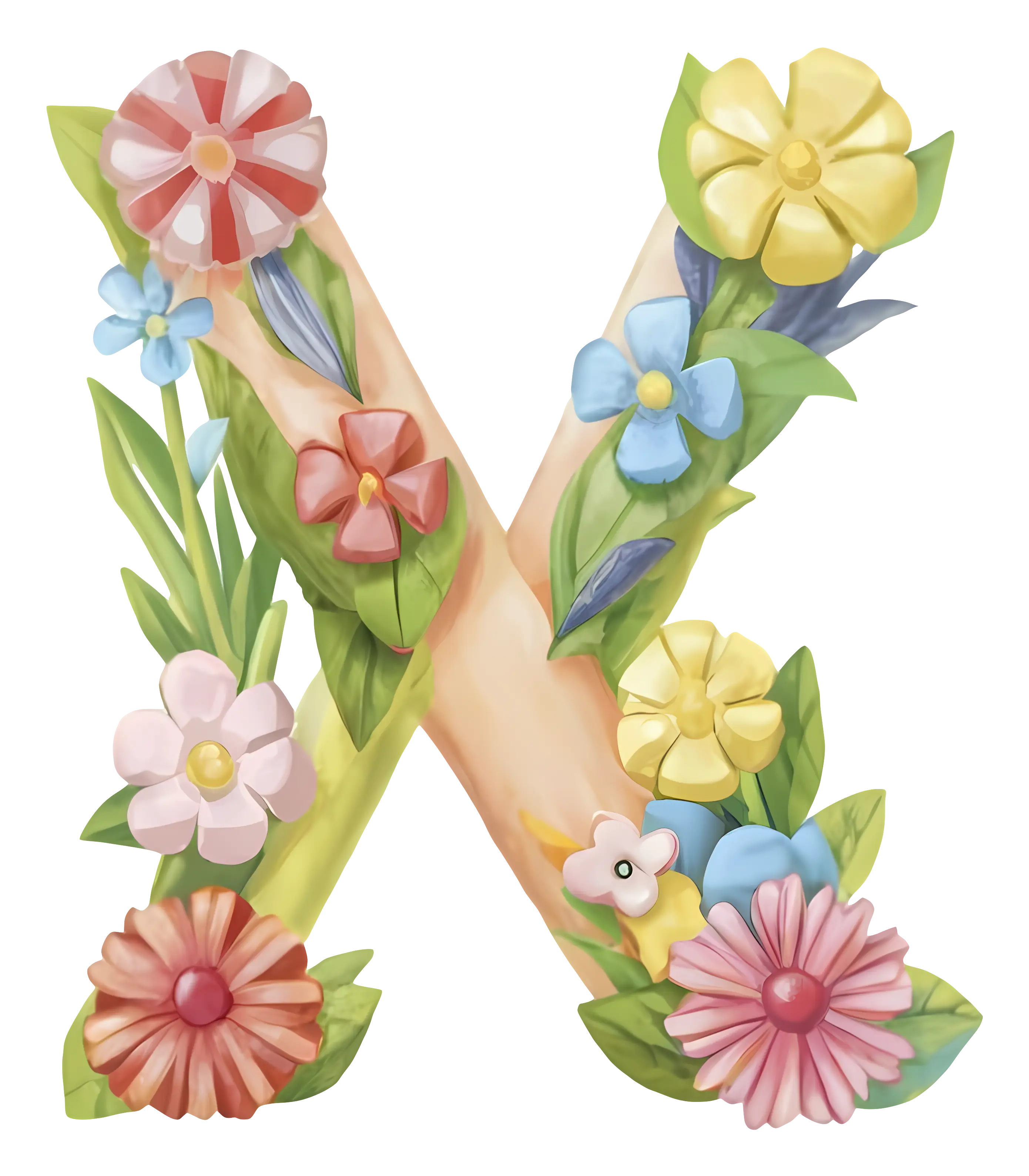Colorful Floral Letter X