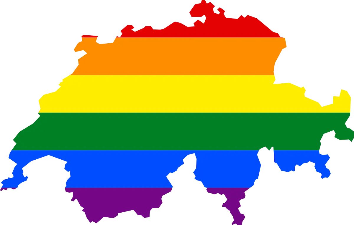 Switzerland Map with Rainbow Pride Colors