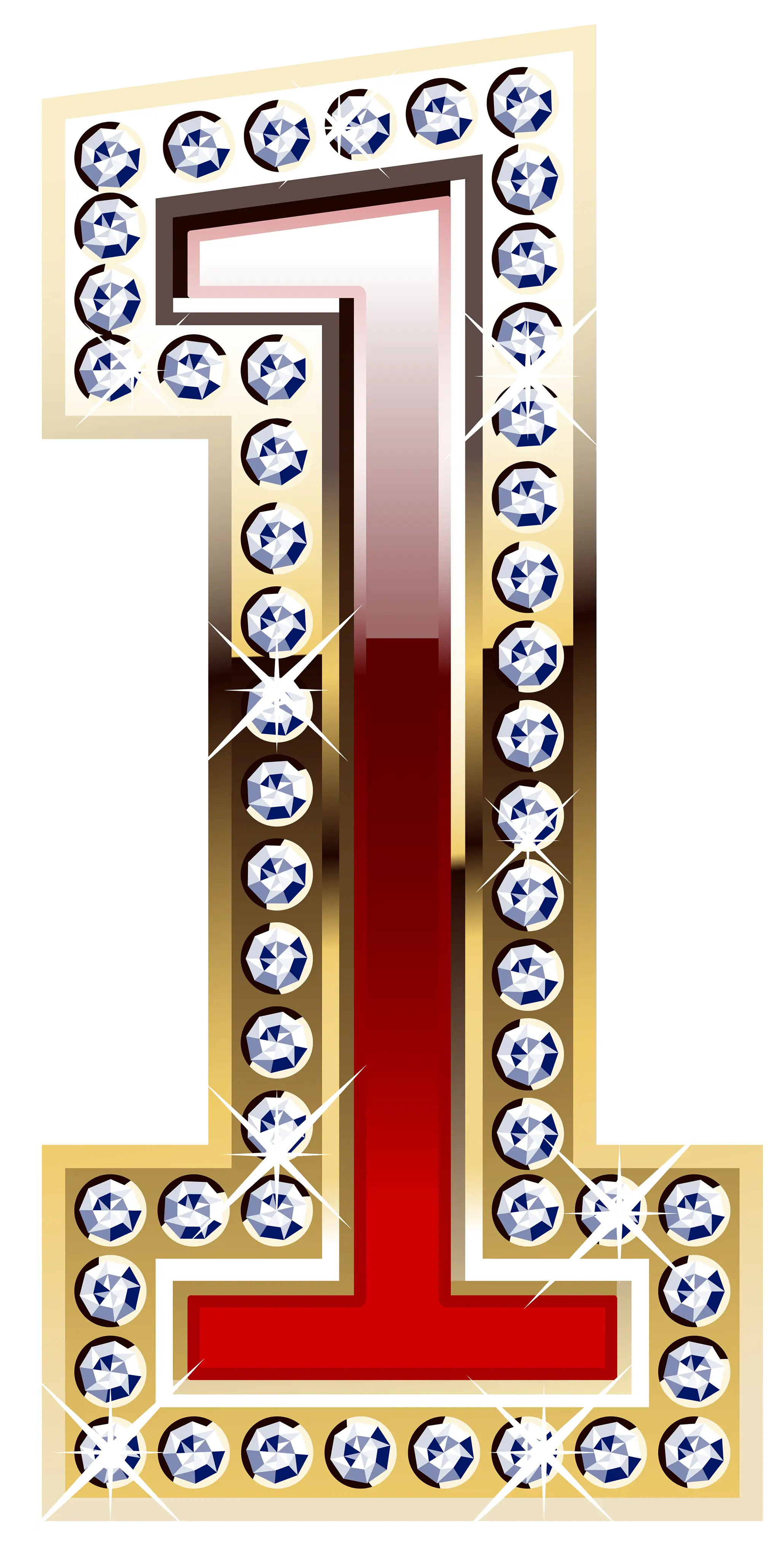 Golden Number 1 with Diamonds