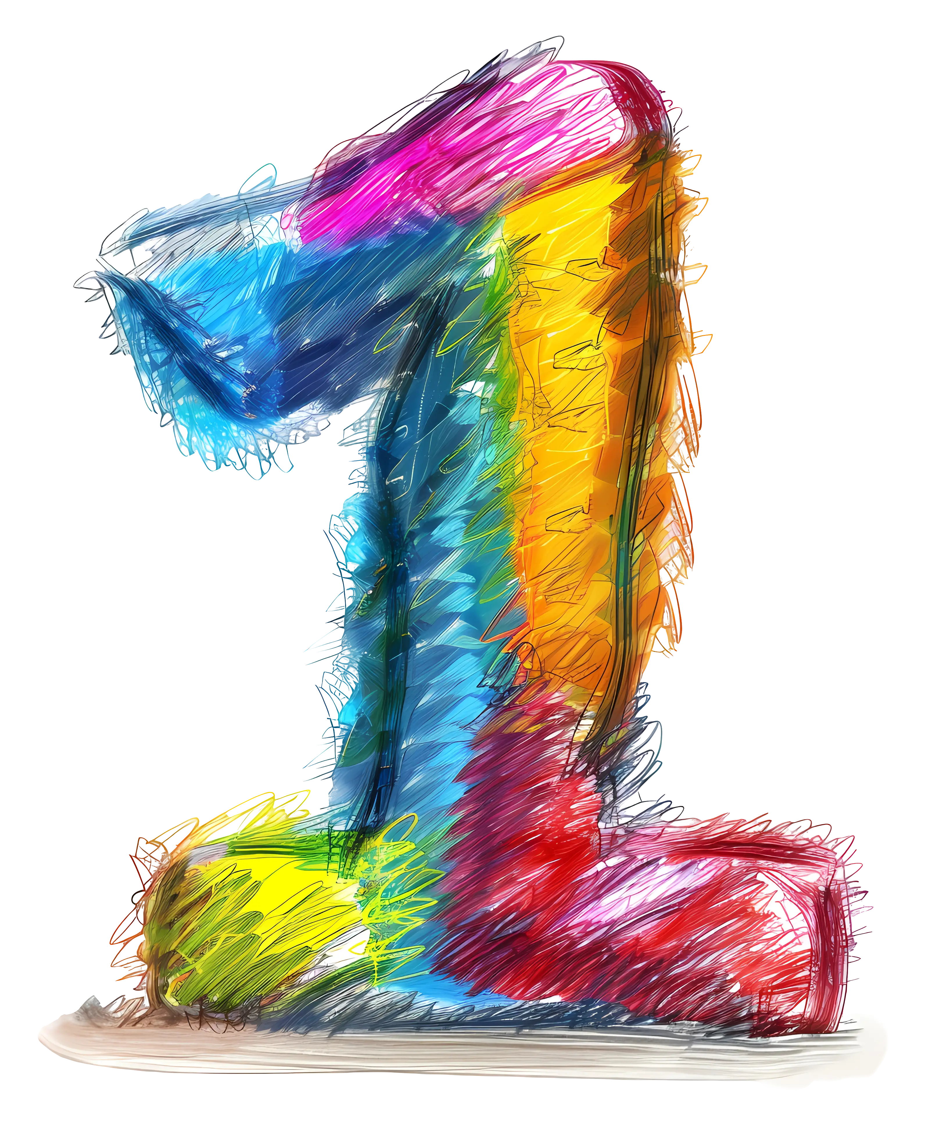Colorful Sketch of Number One