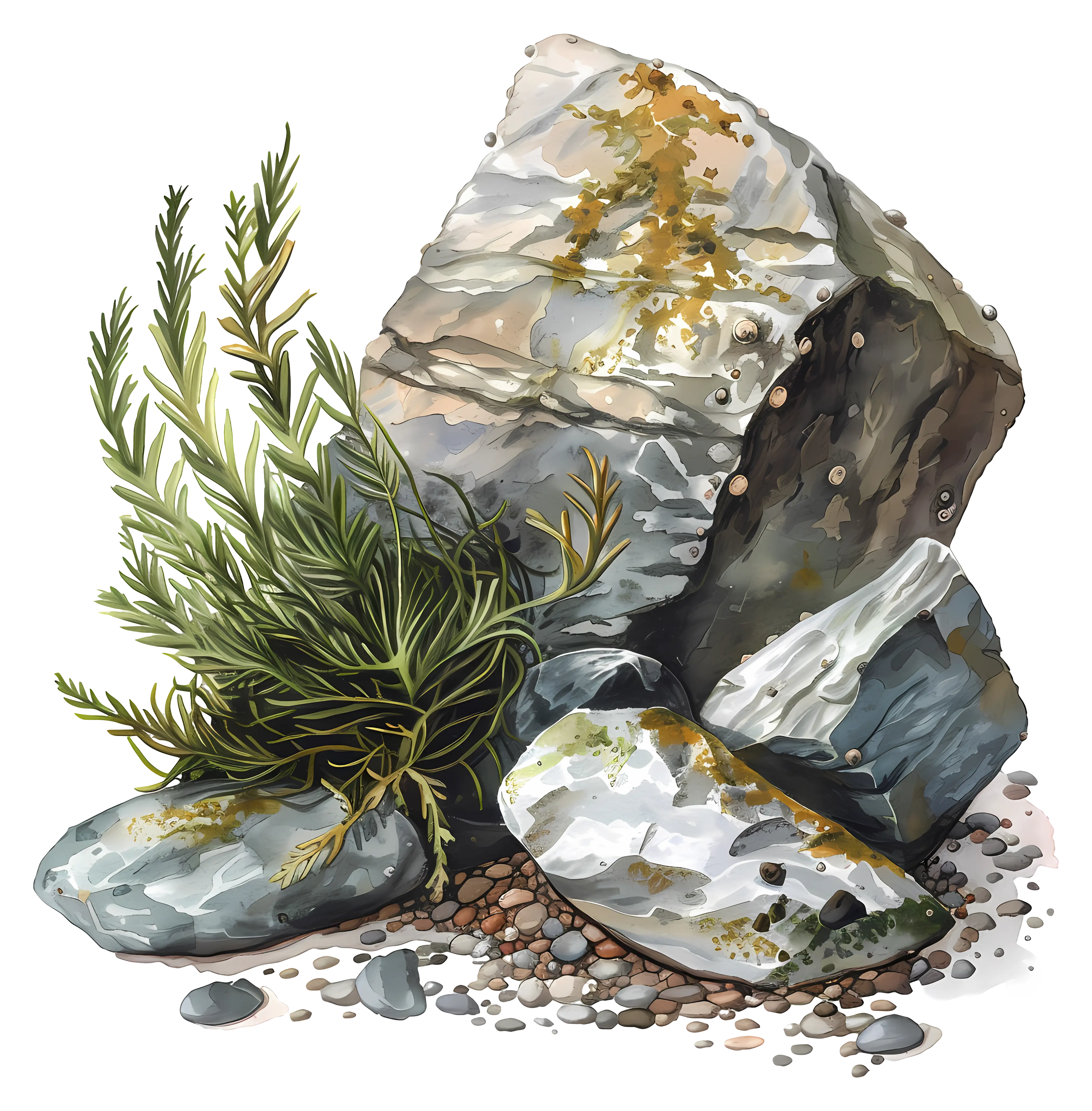 seaweed rocks rock formation boulders cobbles