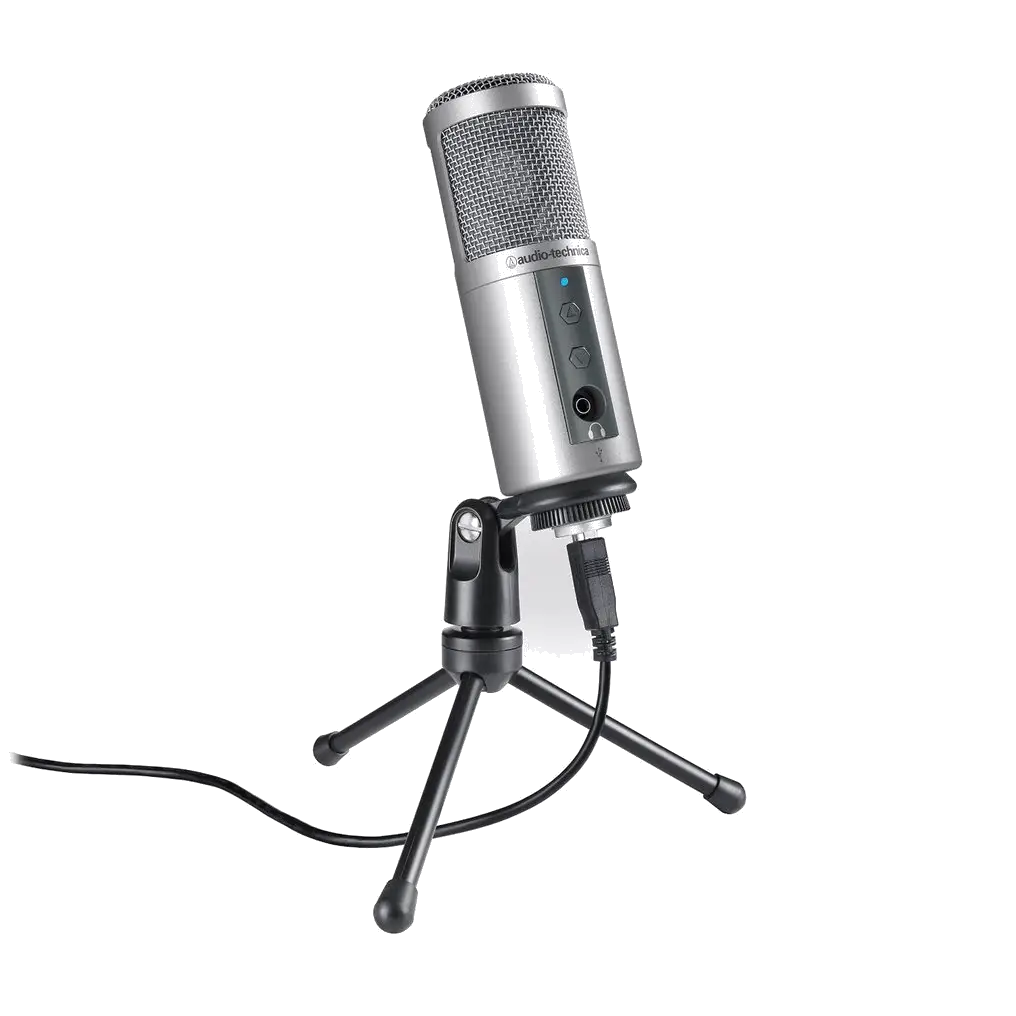 Silver USB Microphone on Stand