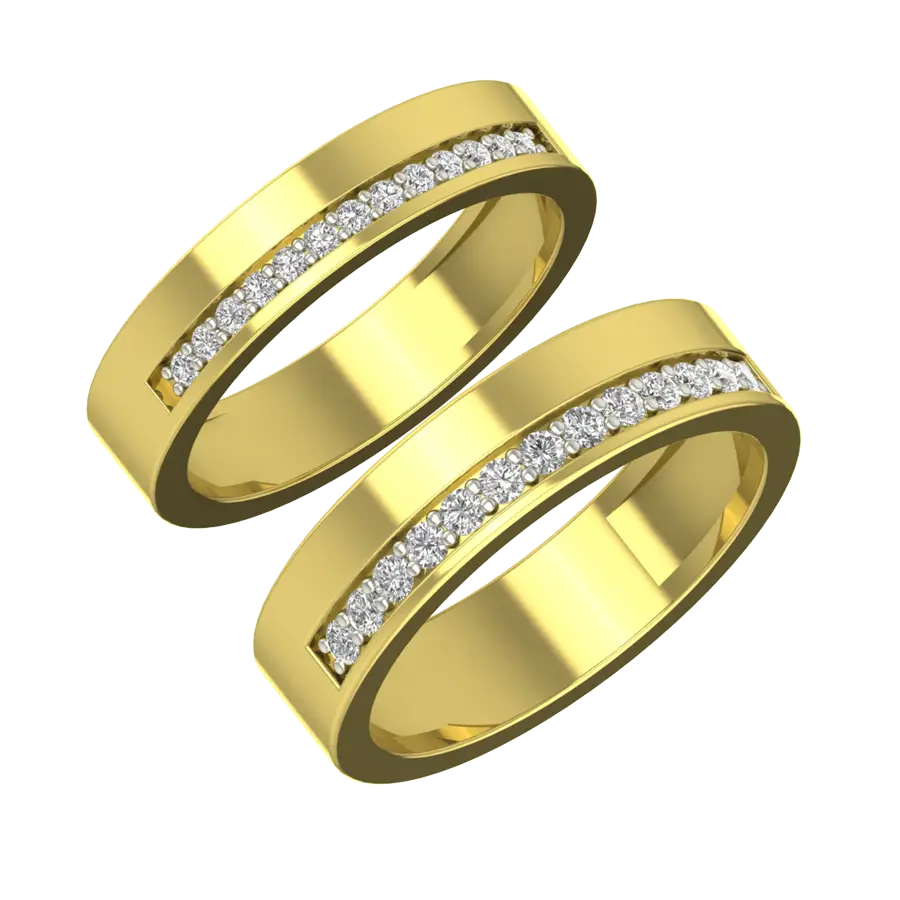 Golden Wedding Bands Decorated with Diamonds