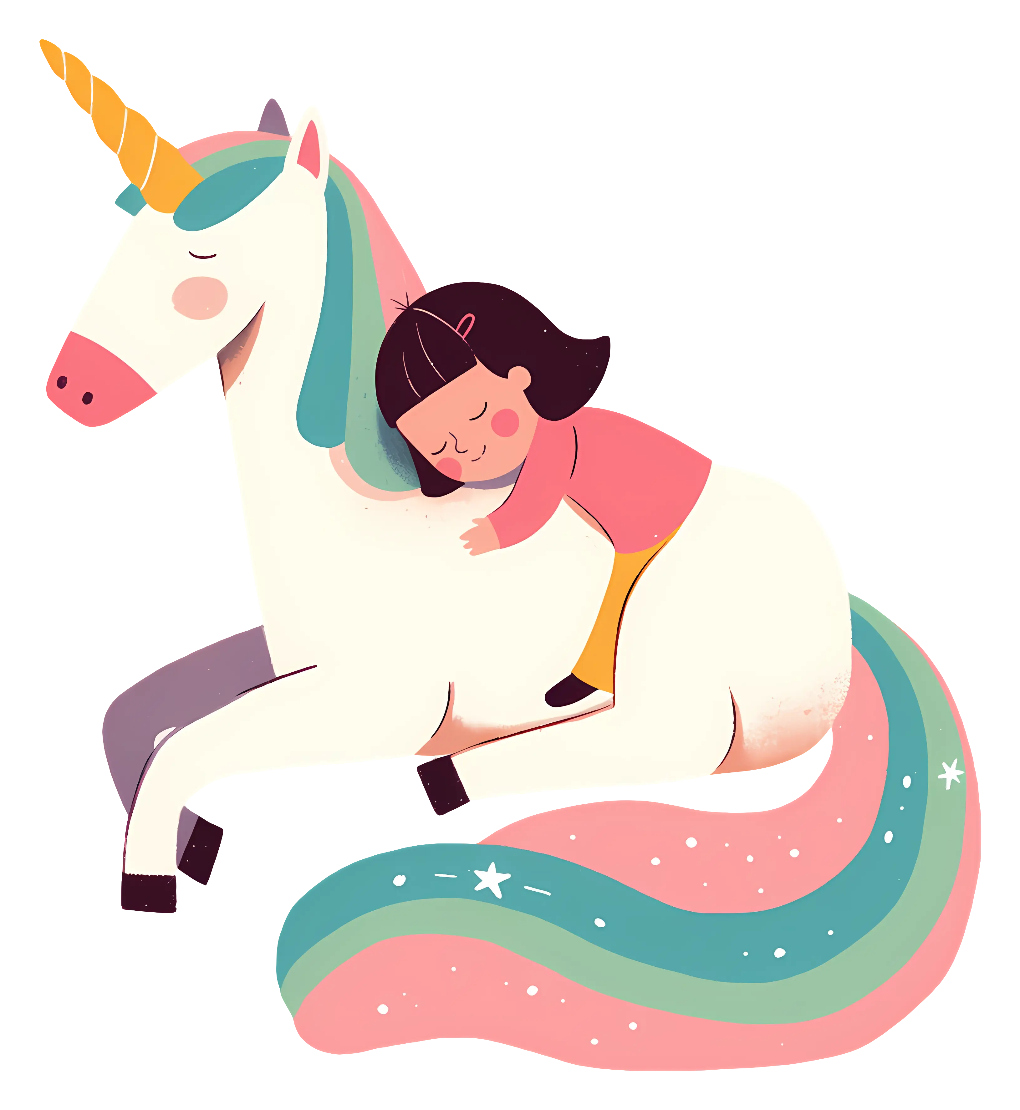 Girl Riding a Unicorn