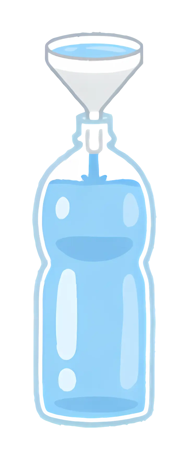 Bottle Filling with Funnel and Blue Liquid