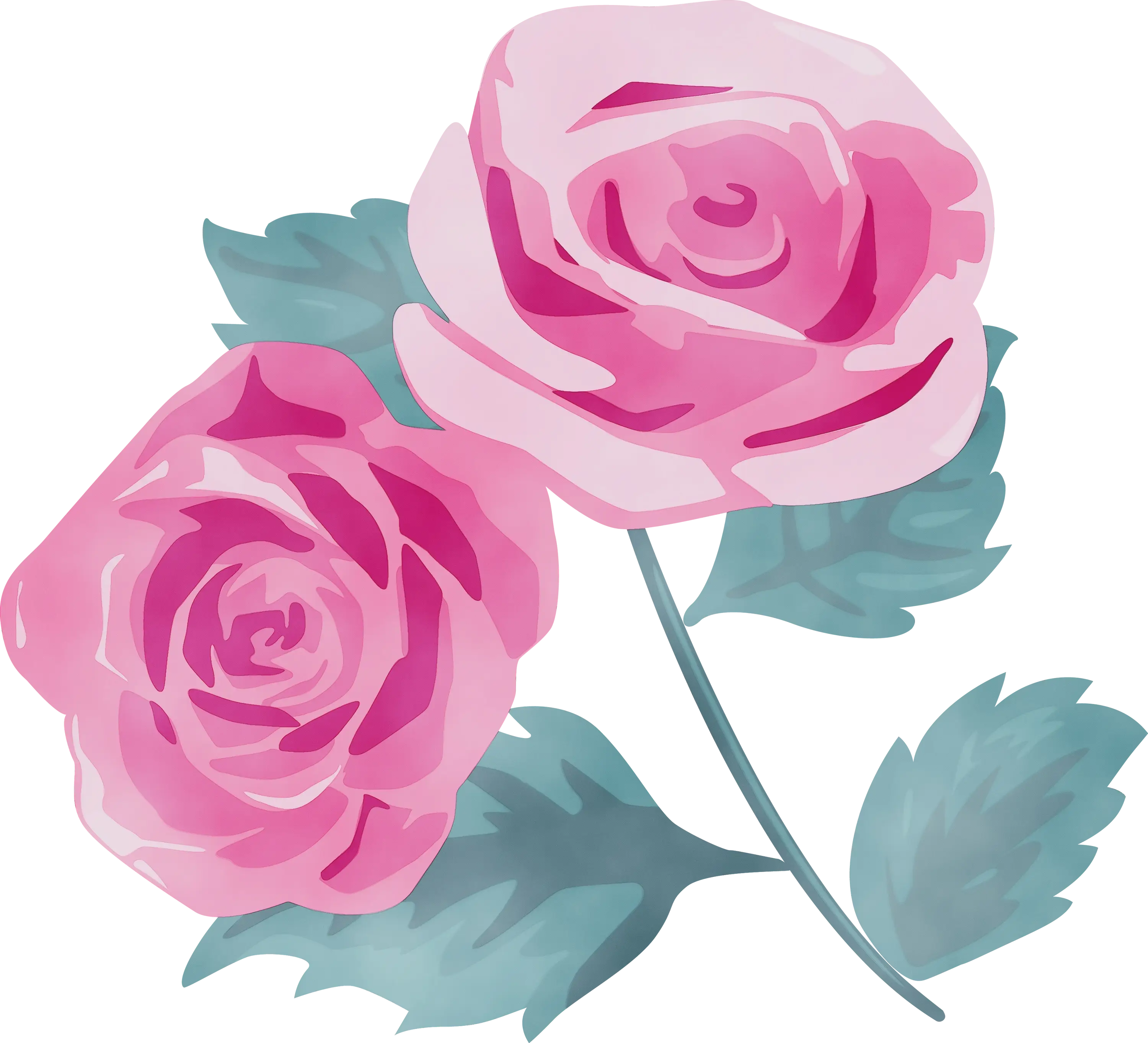 Two Pink Roses Illustration