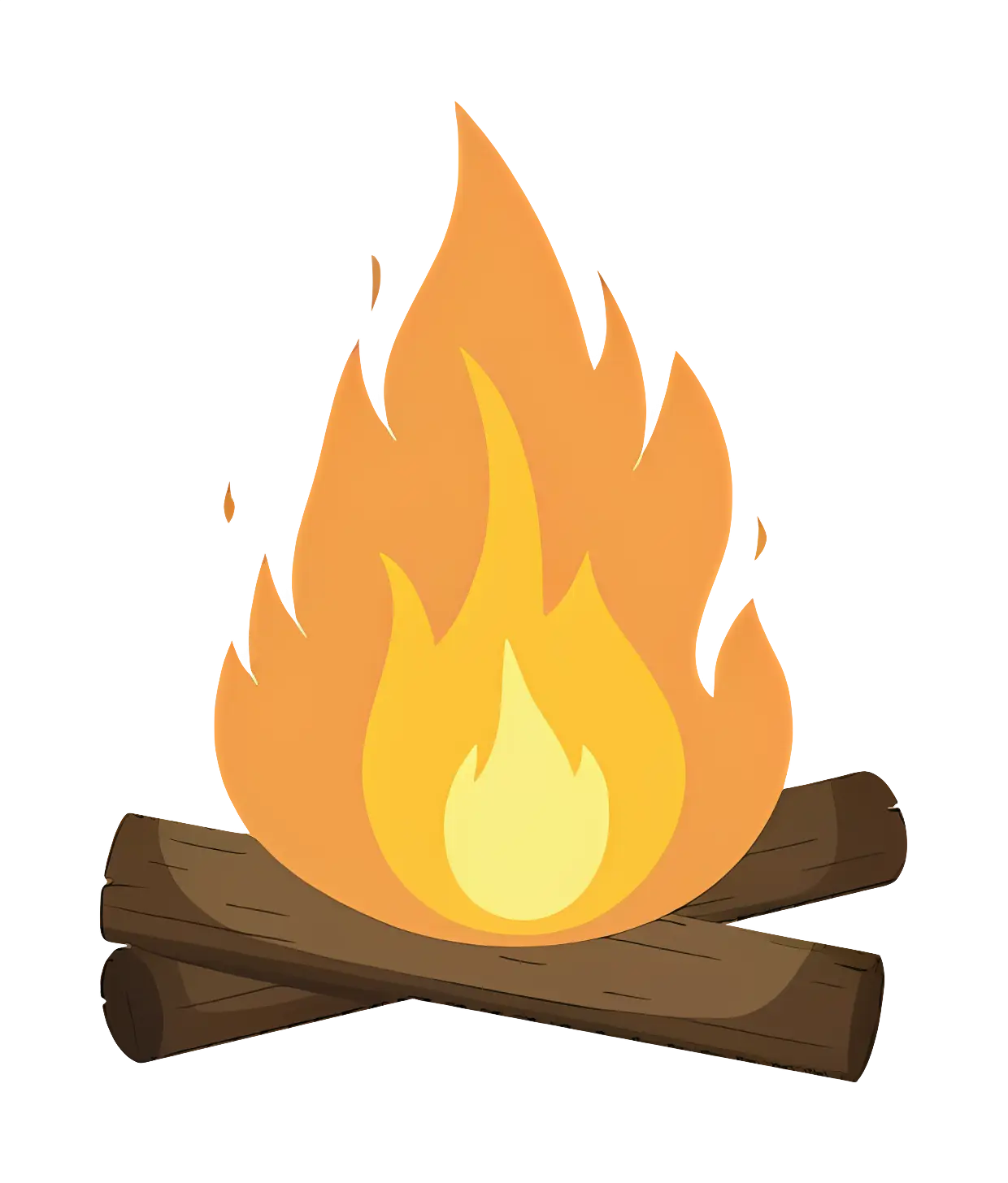 Burning Campfire with Wooden Logs
