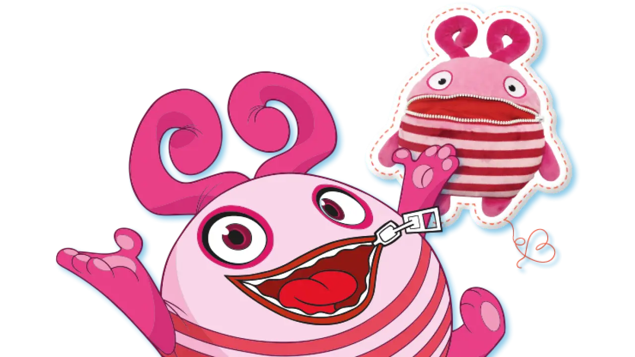 Pink Monster Character with Zipper