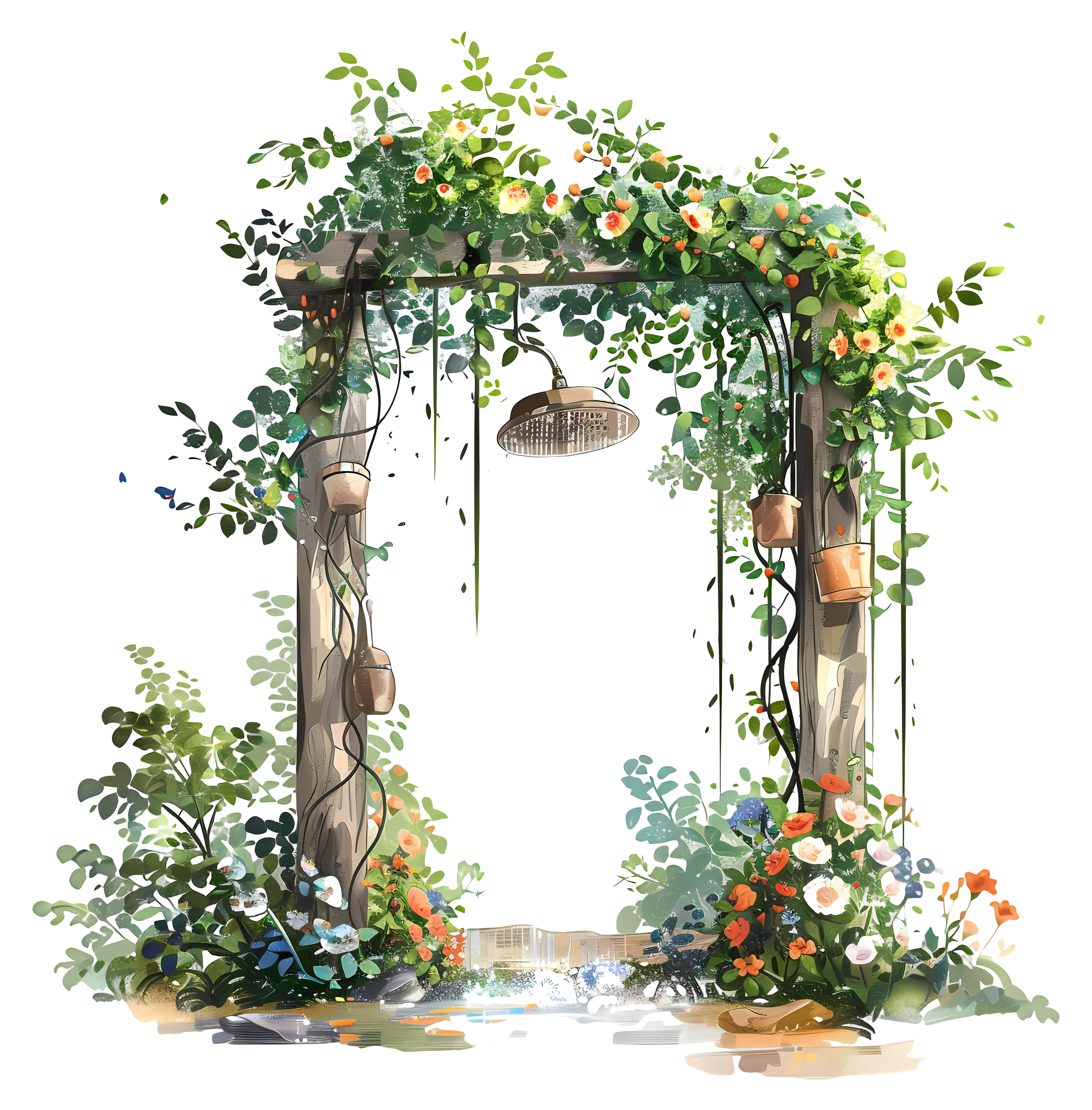 Beautiful Garden Shower with Flowers