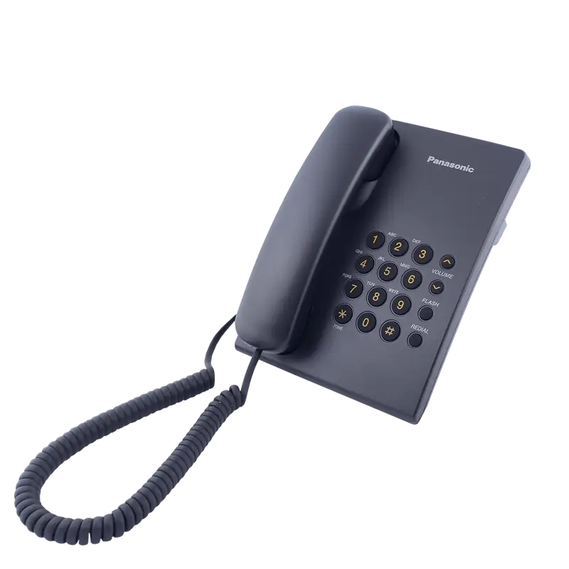 Black Corded Telephone with Numeric Keypad