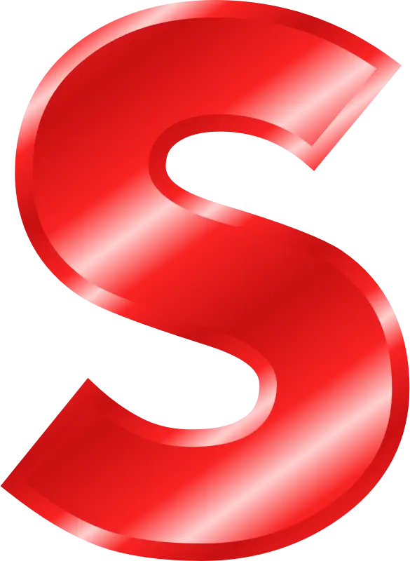 Glossy Red Letter S Typography Design