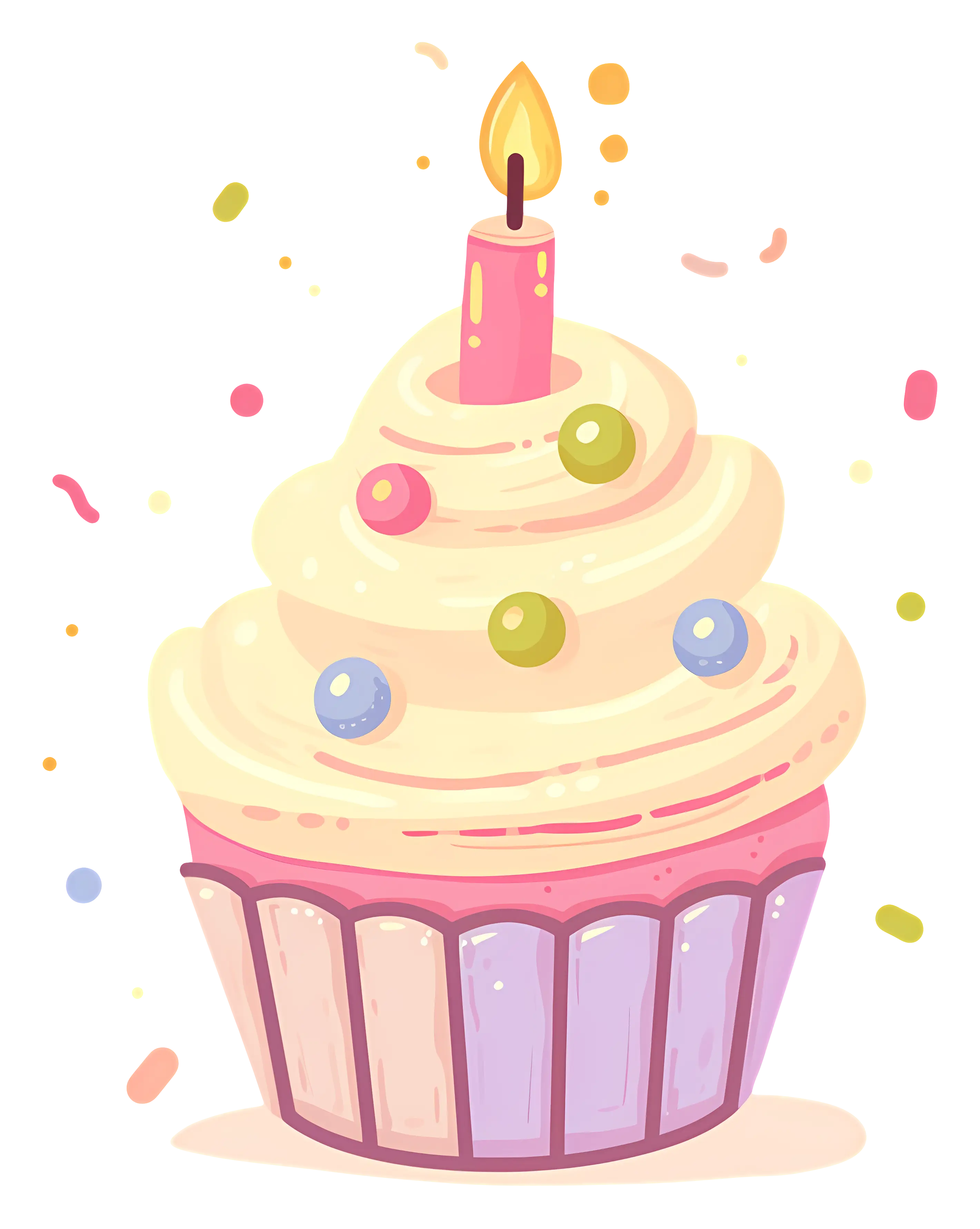 Colorful Cupcake with Candle