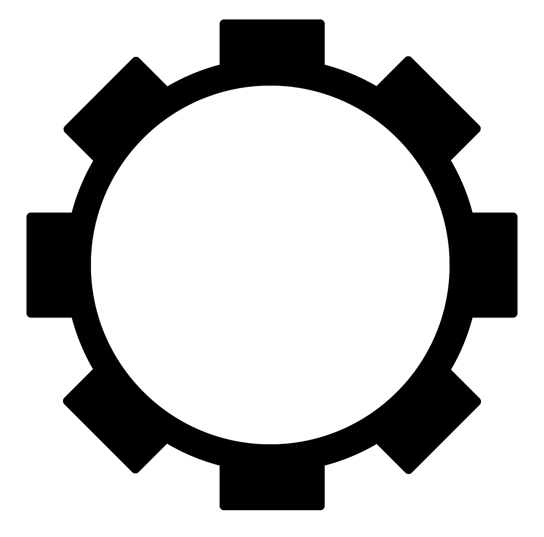Black Gear Icon for Settings and Mechanics