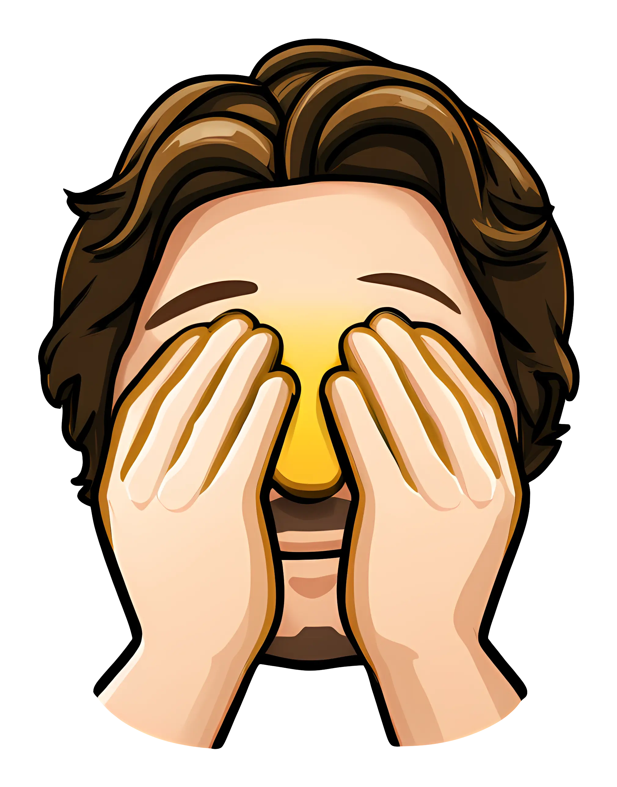 Man Covering Face with Hands Illustration