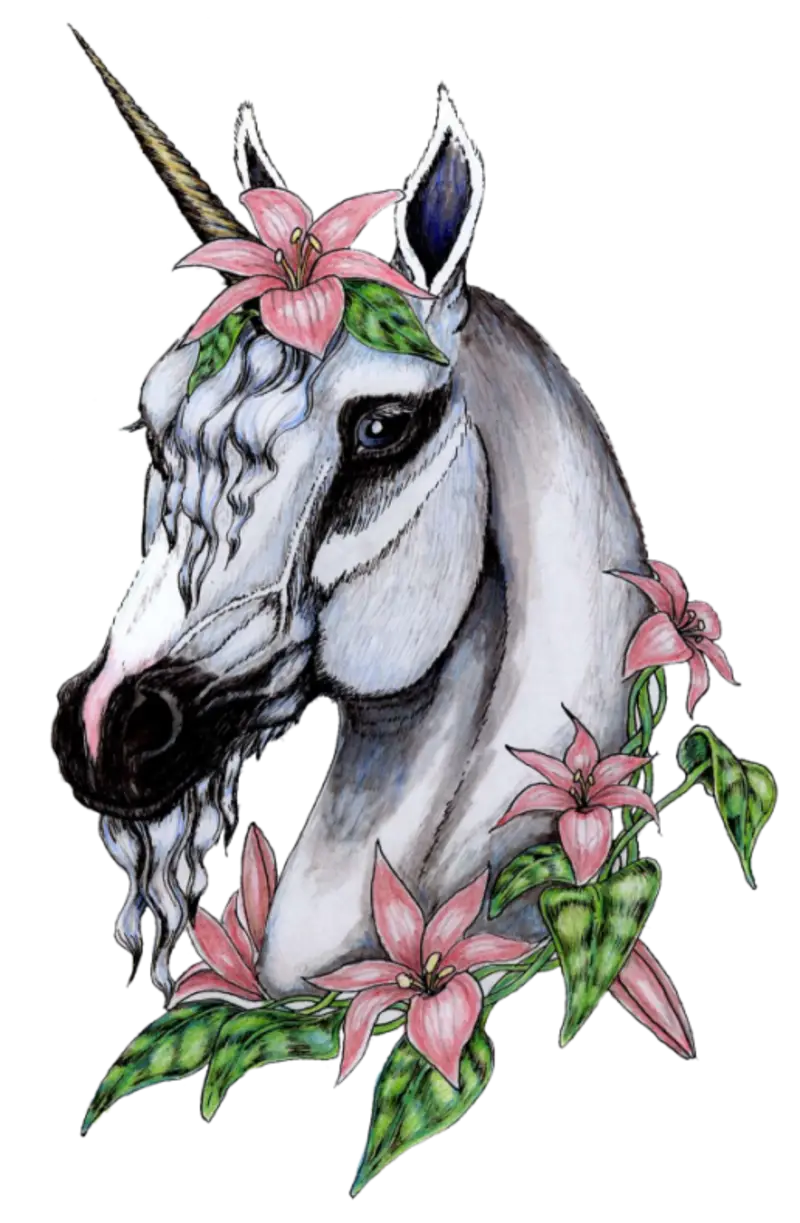 Elegant Unicorn with Flowers