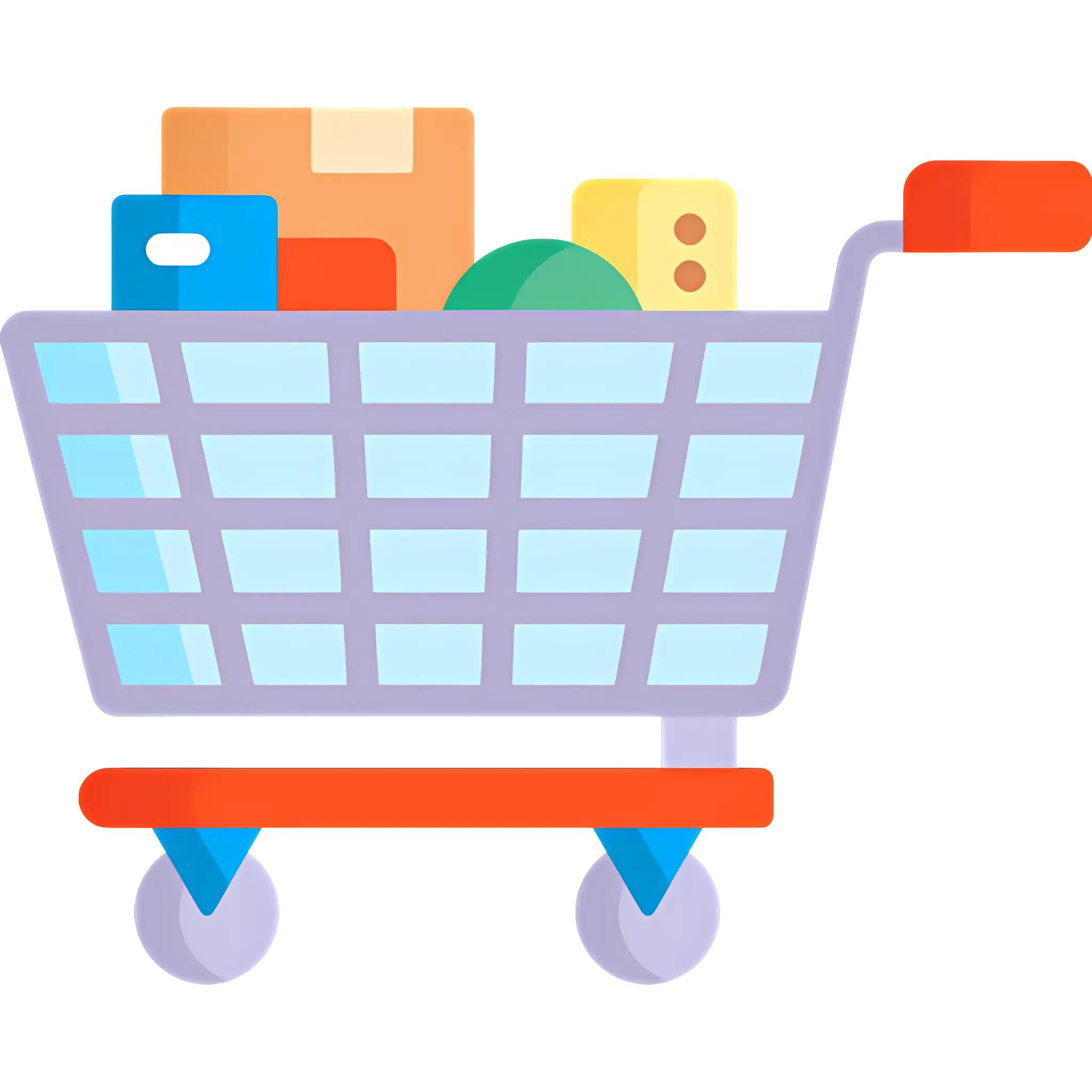 Shopping Cart Full of Items Illustration