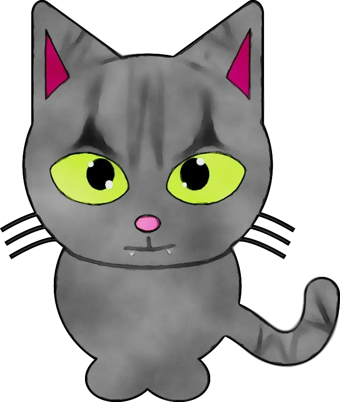 Adorable Gray Cat Cartoon