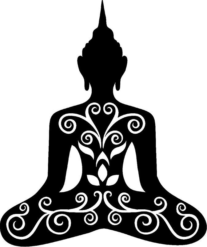 Buddha Silhouette with Ornamental Patterns