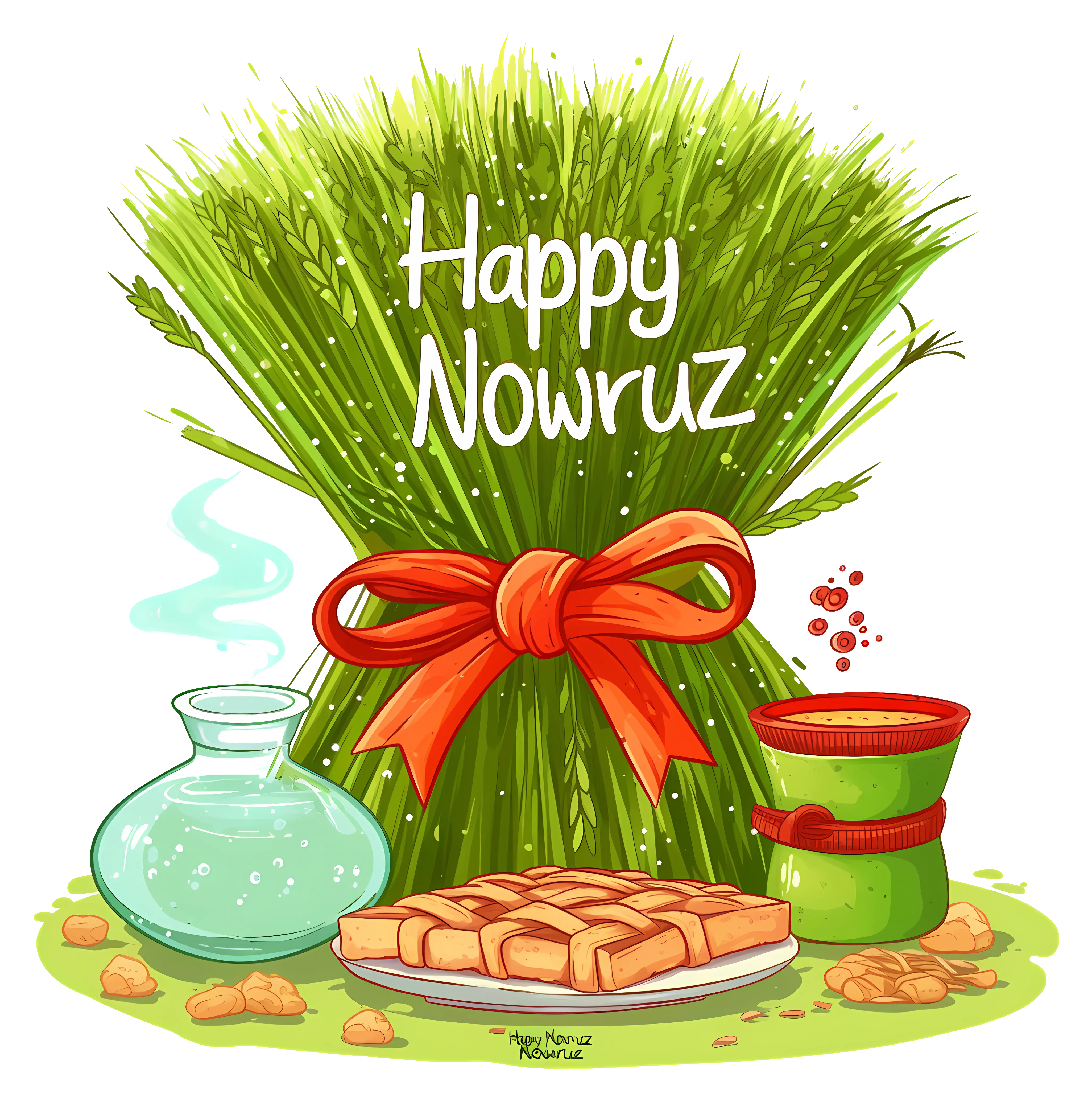 Nowruz Celebration with Wheat and Food