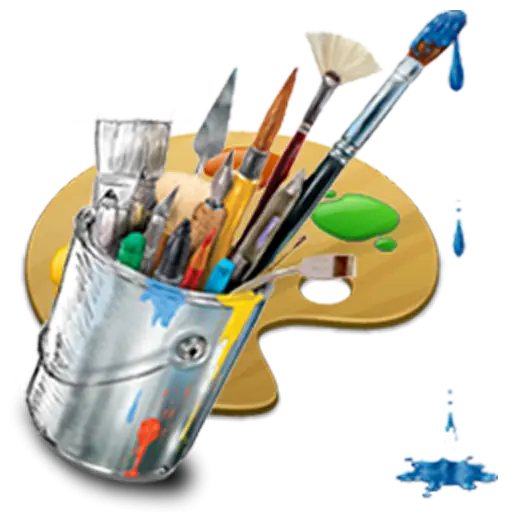 Paintbrushes in Bucket with Art Palette