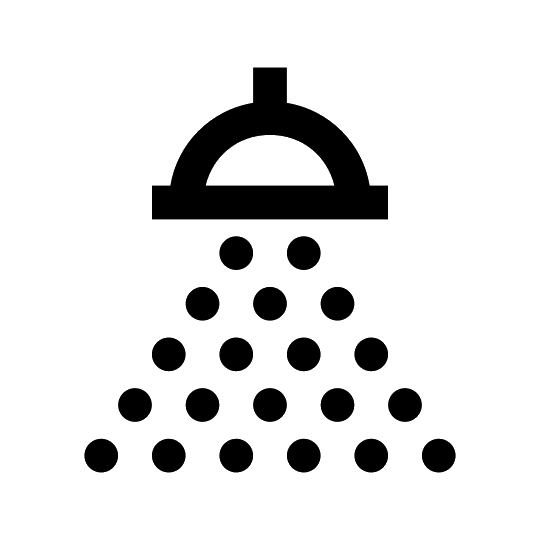 Shower Icon with Water Droplets Design