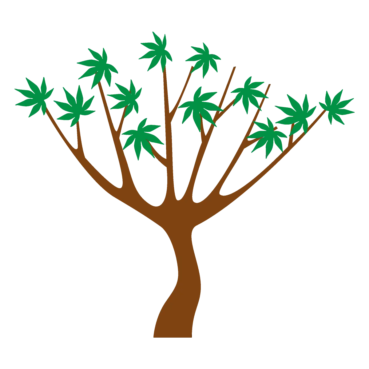 Cartoon Tree with Green Leaves Illustration