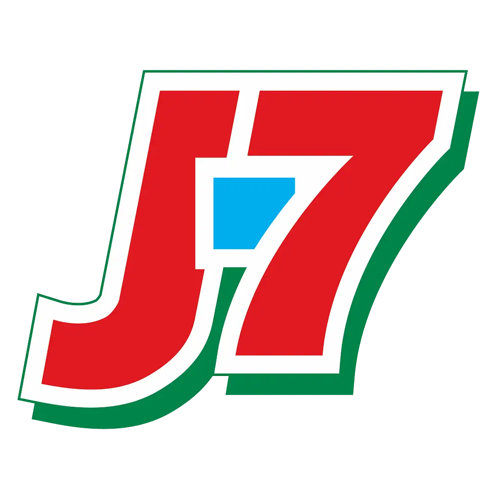 J7 Logo Design with Red and Green Color