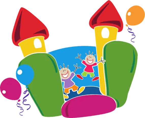 Bright Bouncy Castle with Balloons for Children