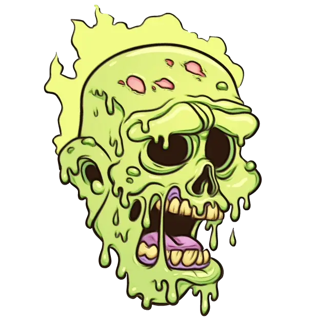 Melting Zombie Head Cartoon for Halloween