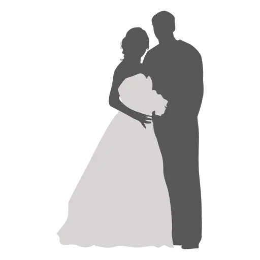 Silhouette of Wedding Couple Illustration