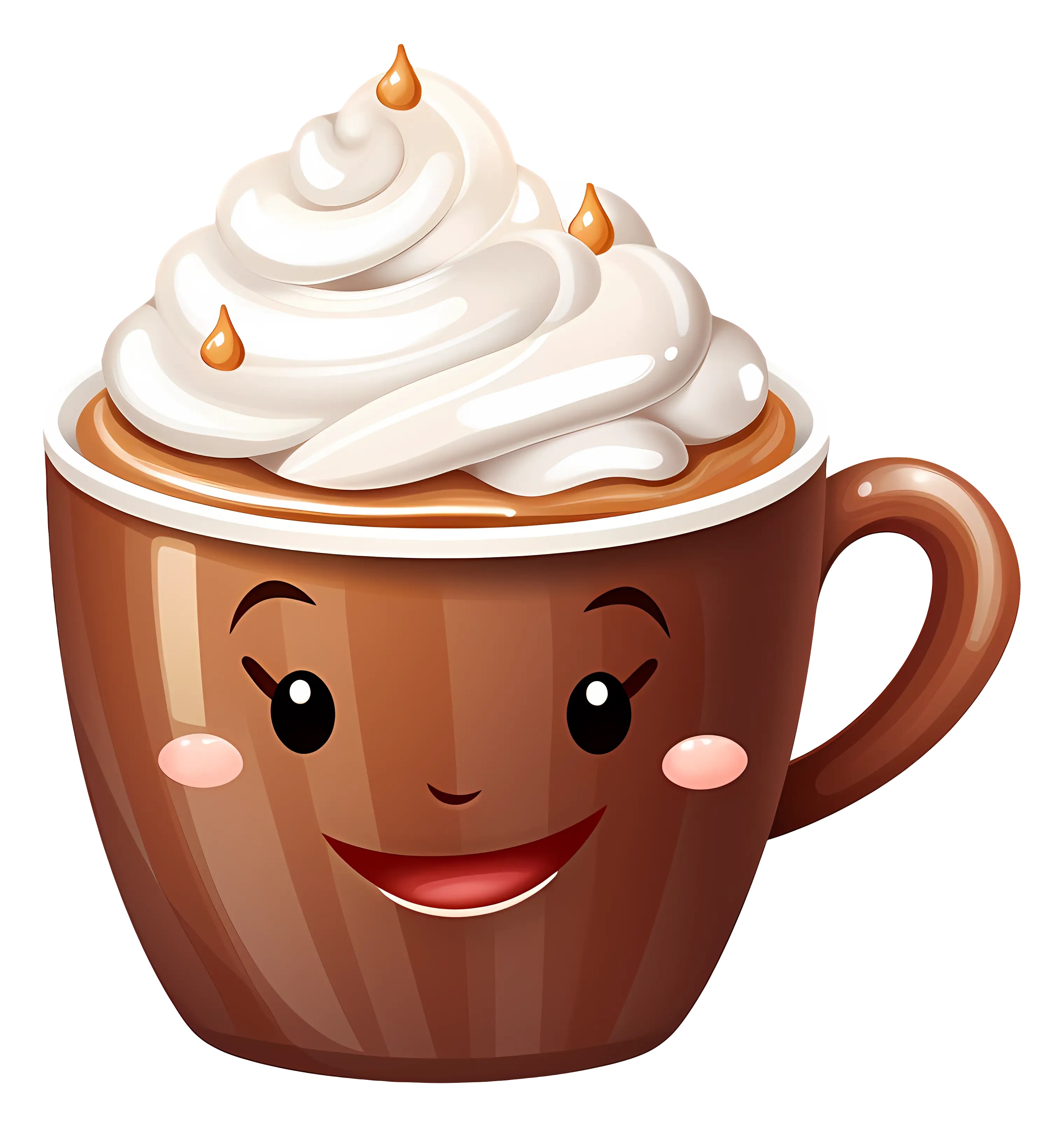 Cute Whipped Cream Coffee Cup with Smiling Face