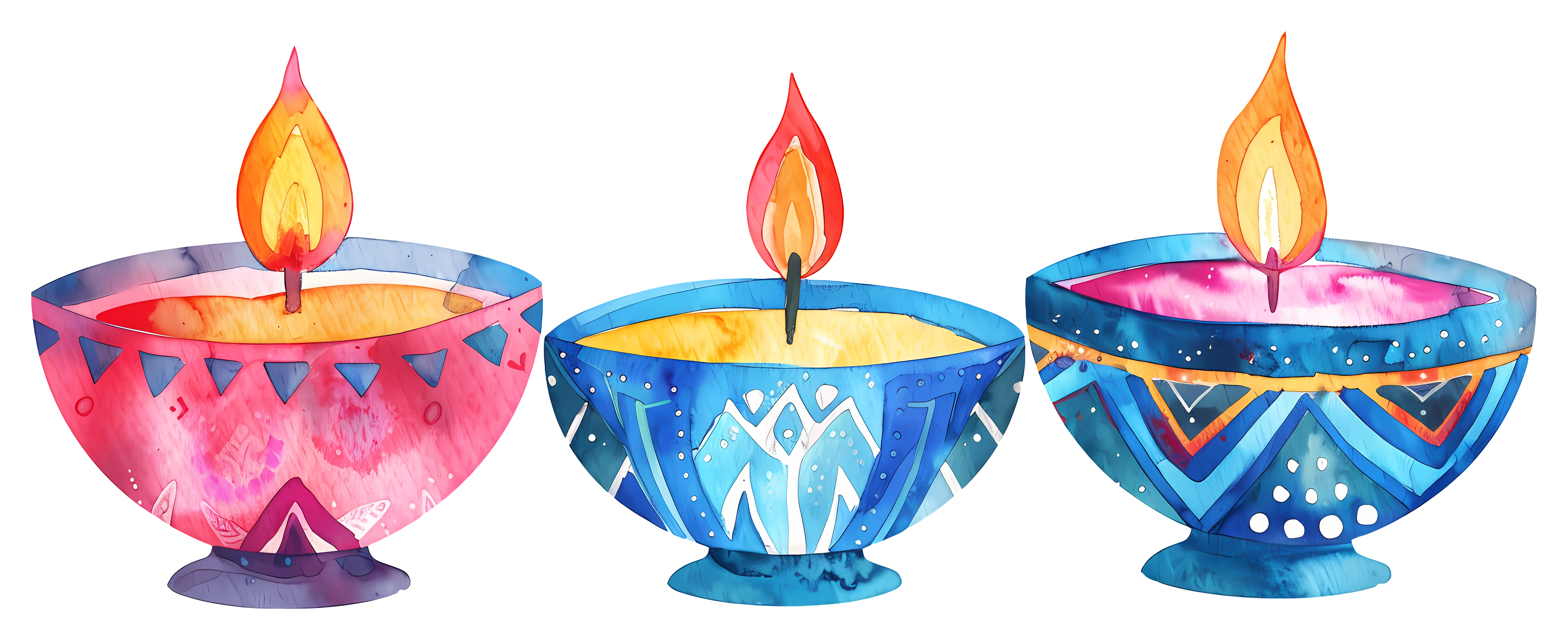 Colorful Diya Candles for Diwali Festival