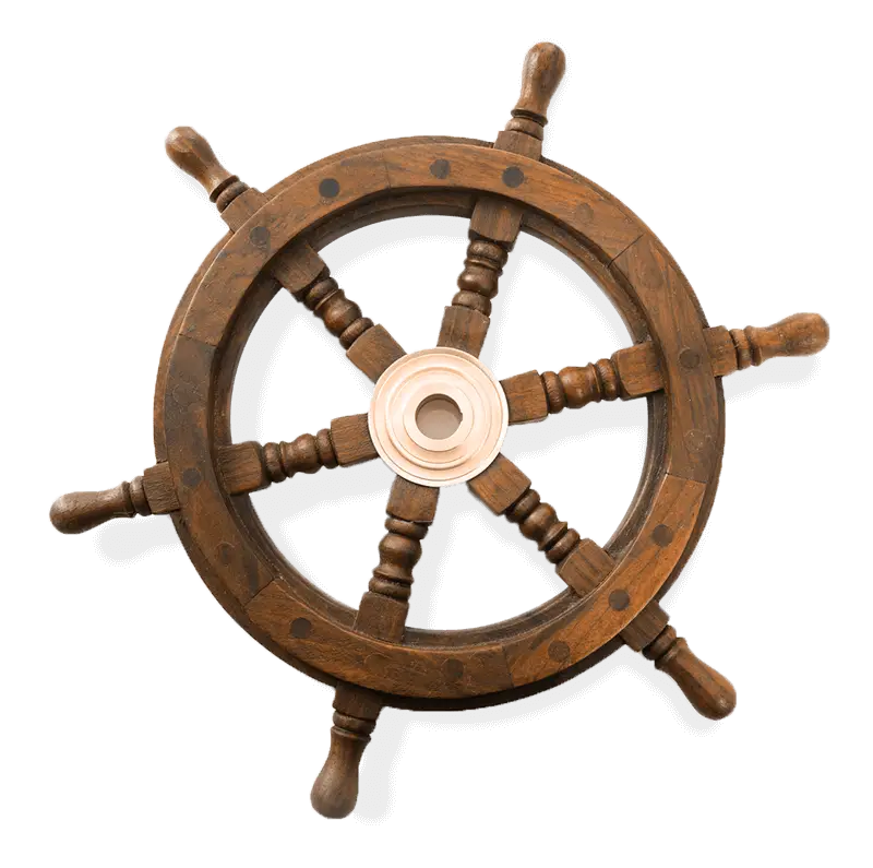 Wooden Ship Wheel for Nautical Context
