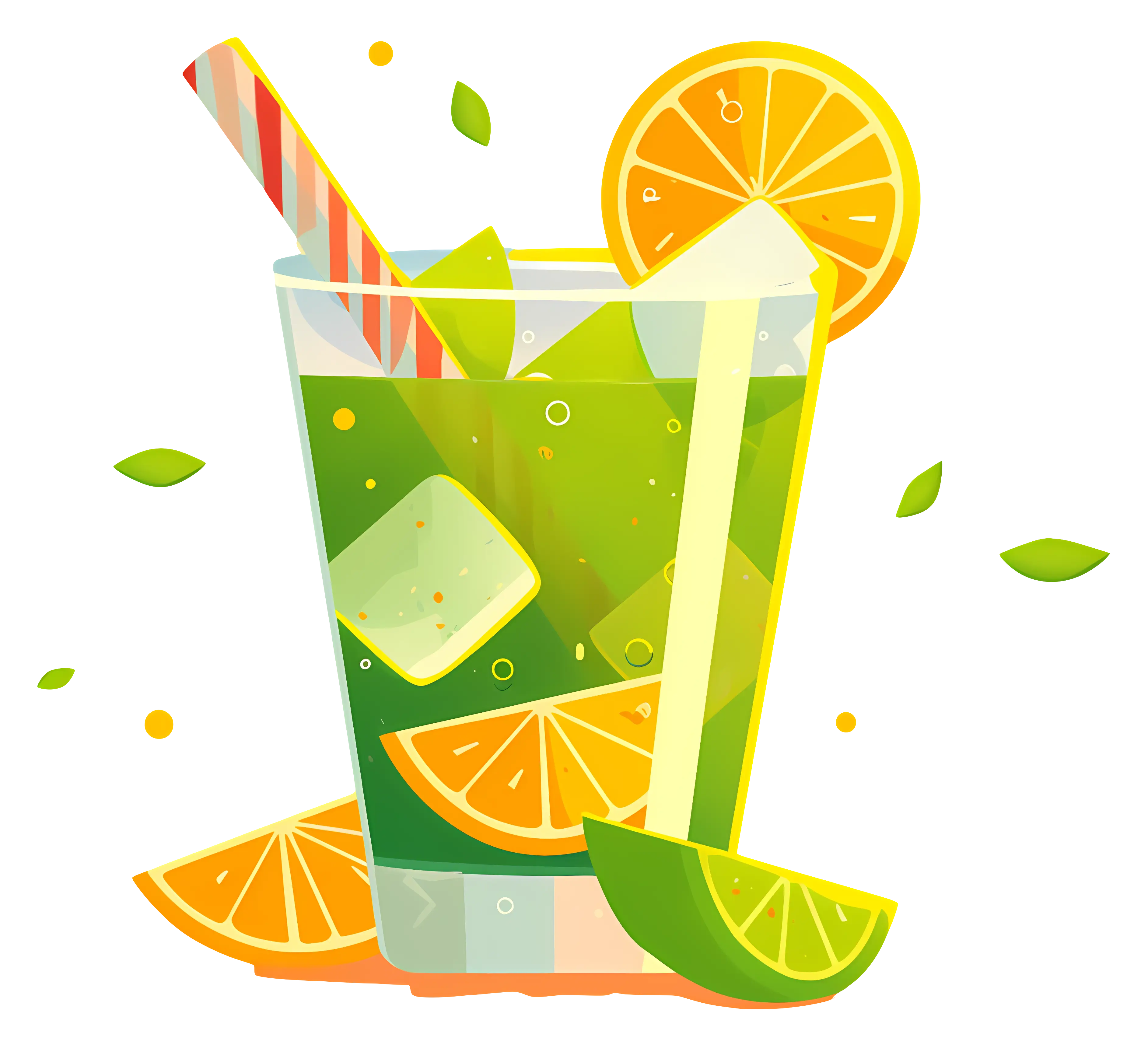 Refreshing Citrus Beverage with Lime and Orange Garnish