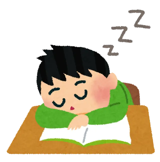 Cartoon Boy Sleeping on Desk