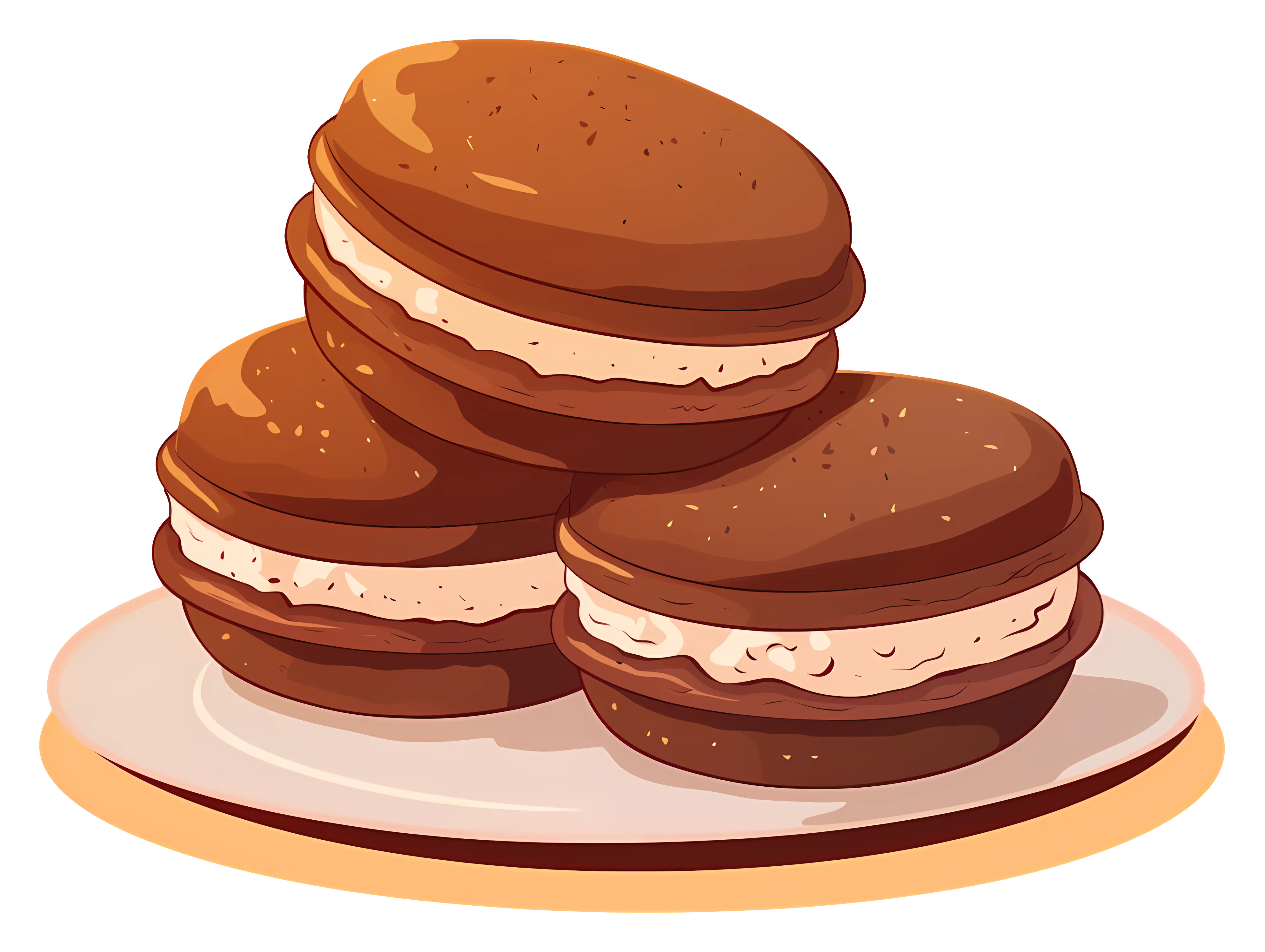 Chocolate Cream Sandwich Cookies on Plate