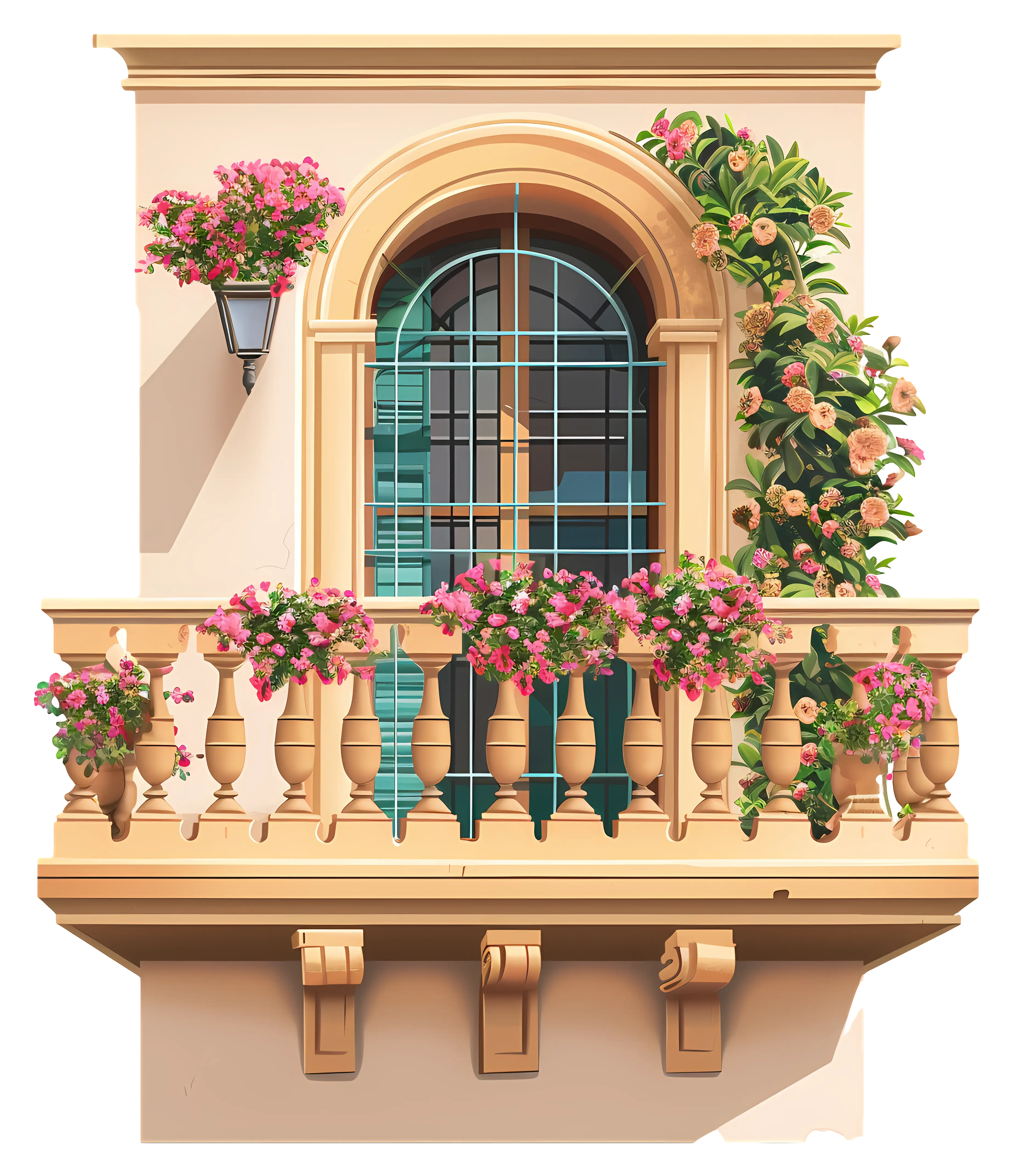 Elegant Balcony with Floral Arrangement