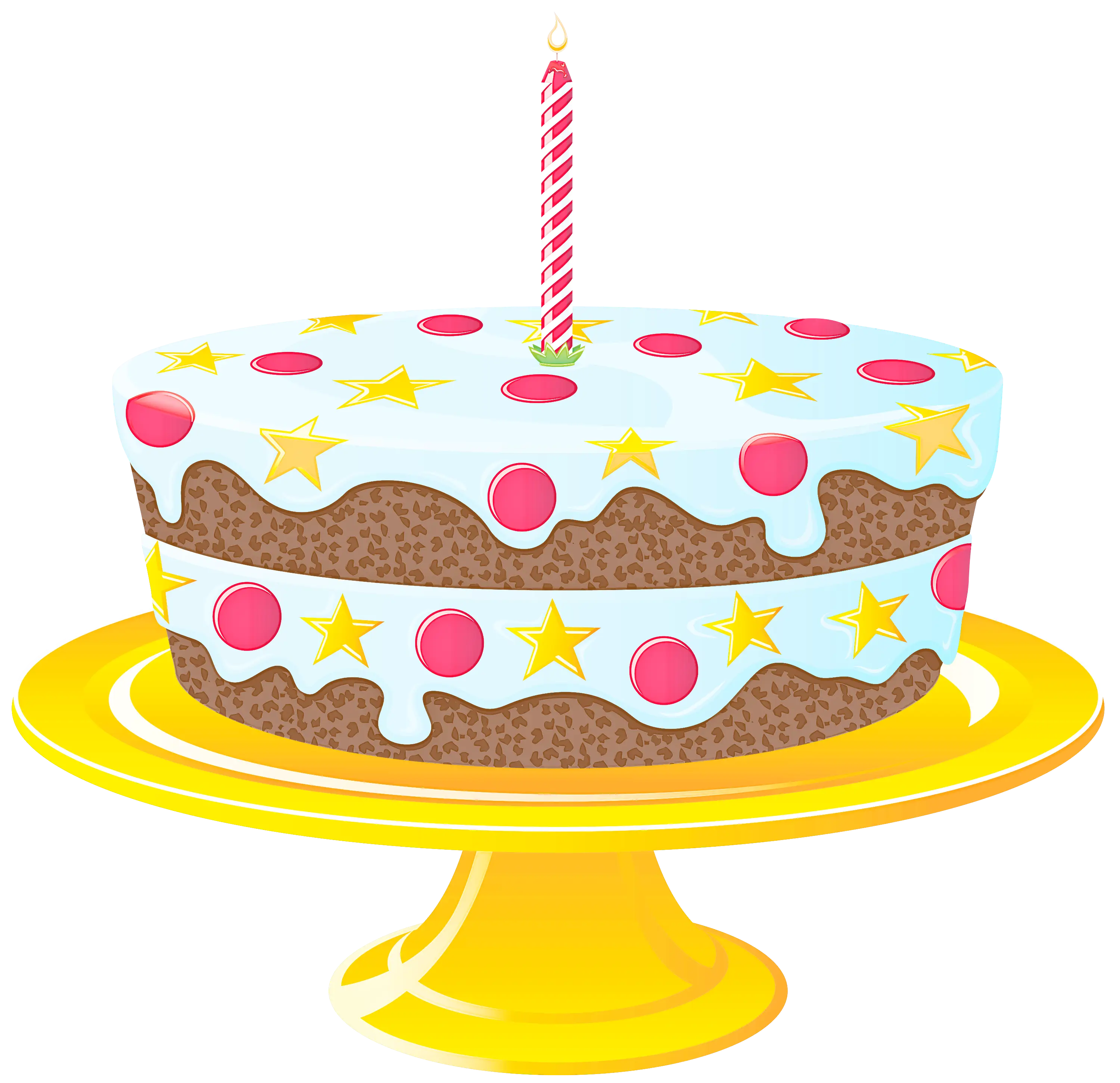 Decorated Birthday Cake with Candle