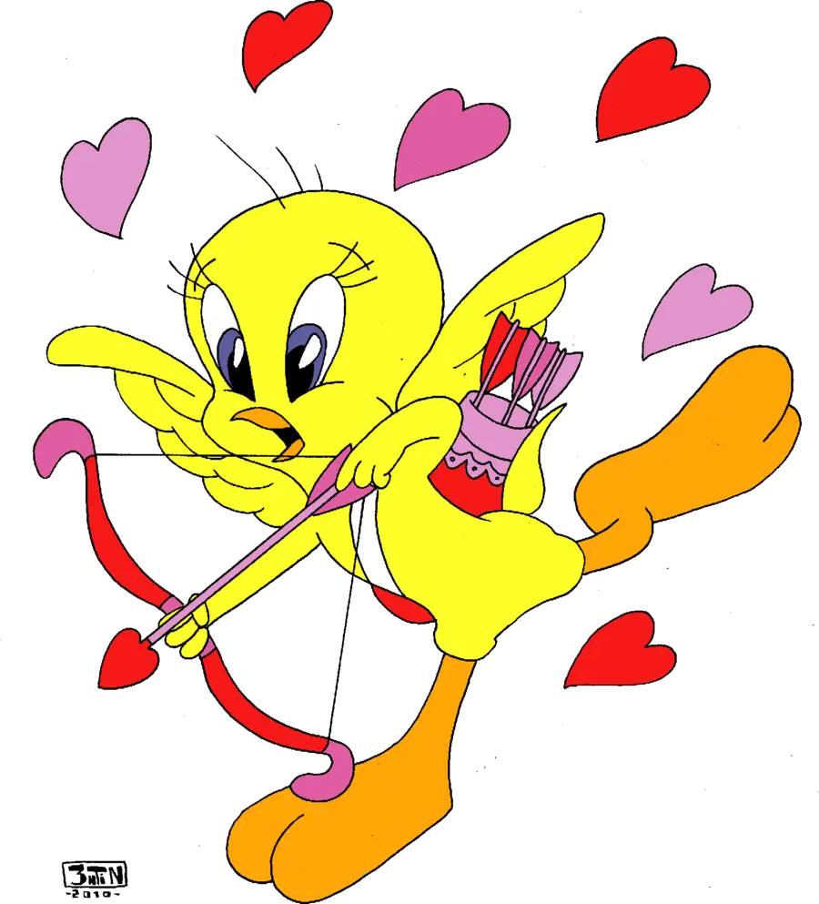 Tweety Bird as Cupid with Hearts