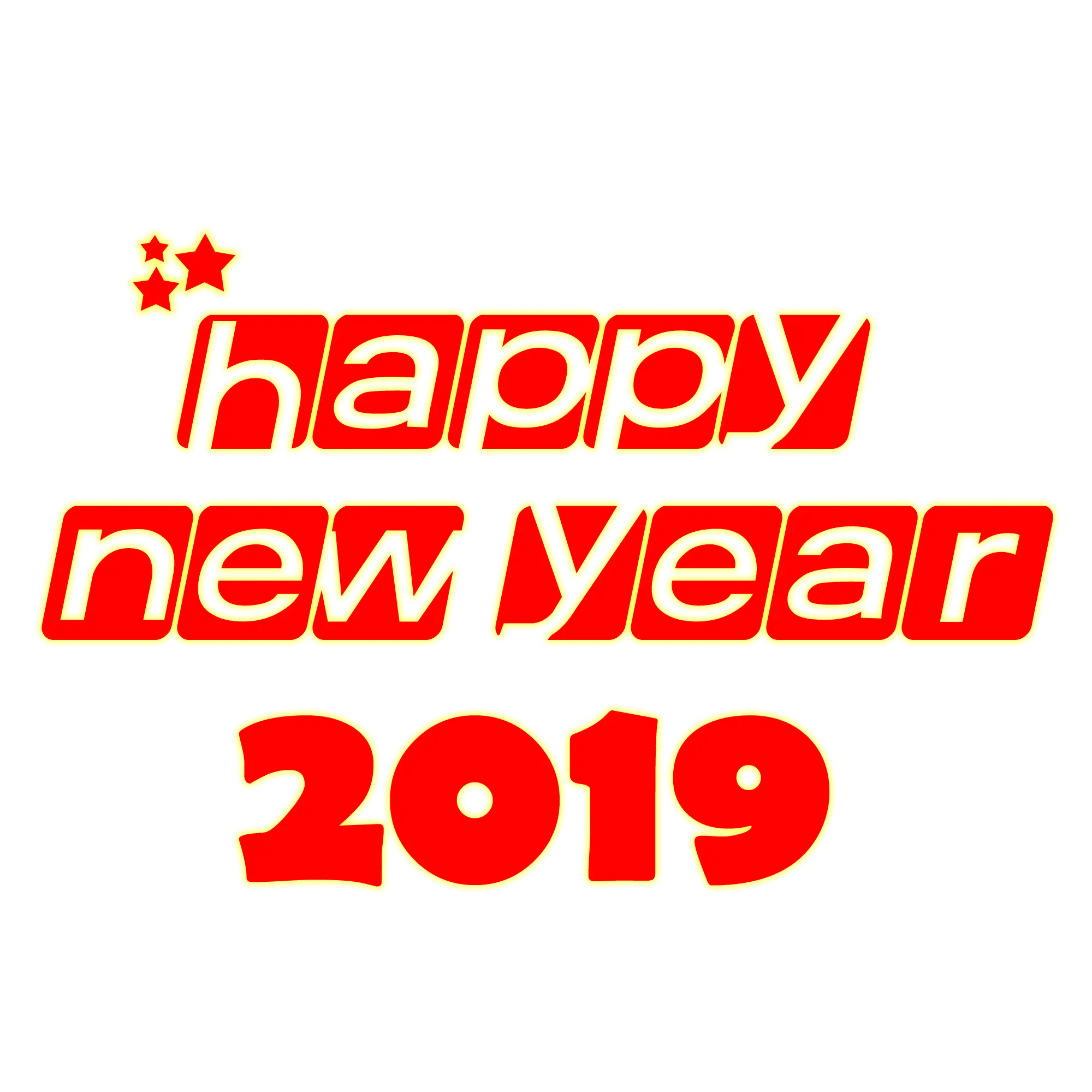 Happy New Year 2019 Red Typography Design